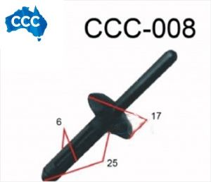 Automotive Black Plastic Pop Rivets 25pcs CCS-0008