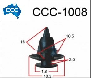Toyota Black Rivet Clips 25pcs CCS-1008